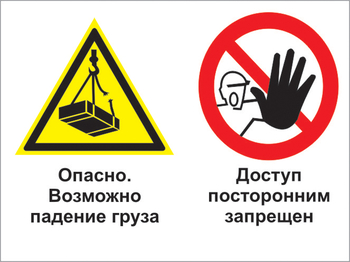 Кз 32 опасно - возможно падение груза. доступ посторонним запрещен. (пленка, 400х300 мм) - Знаки безопасности - Комбинированные знаки безопасности - . Магазин Znakstend.ru